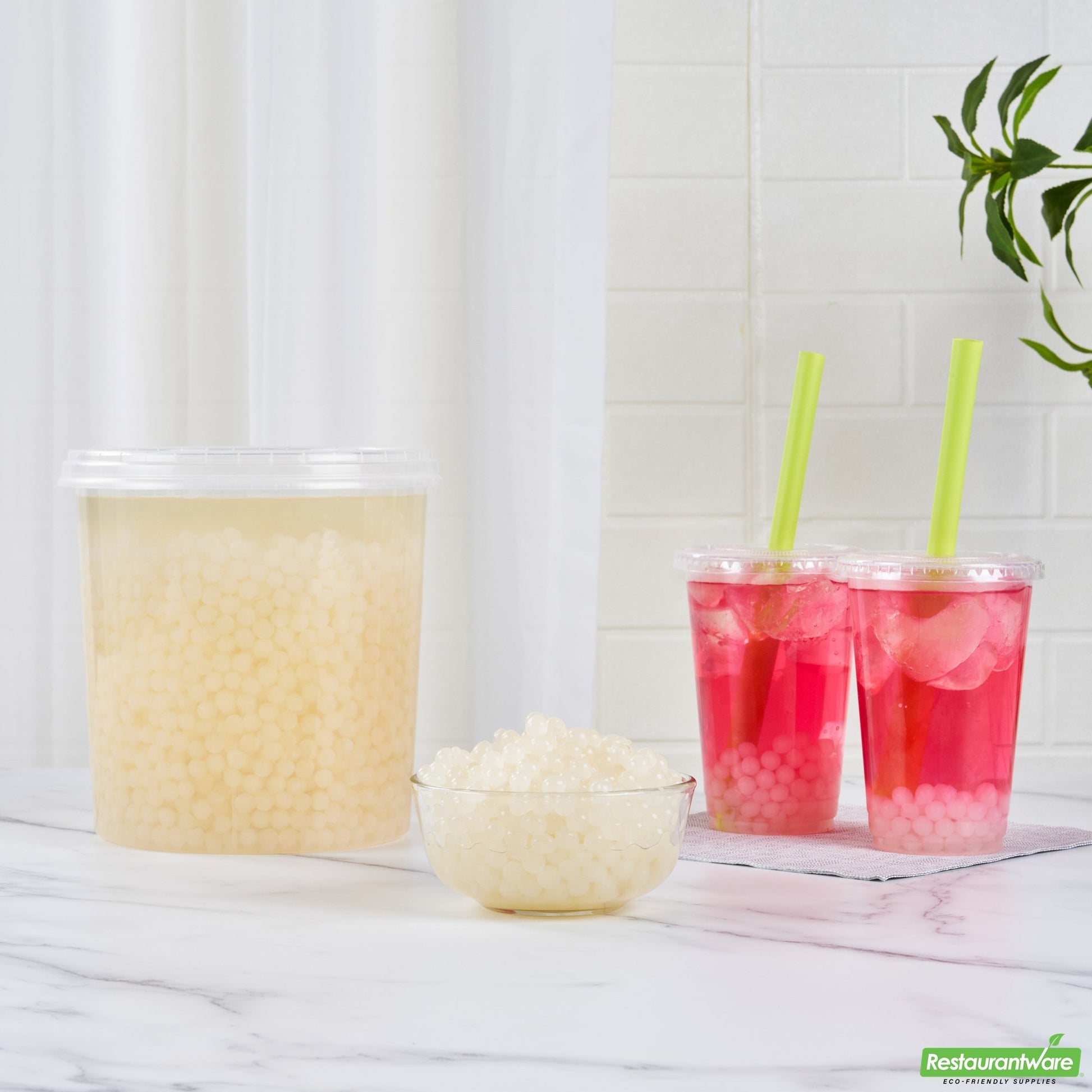 Wholesale Restaurantware Tea Tek 7 Lb Lychee Popping Boba - 4 Count Box- Bulk