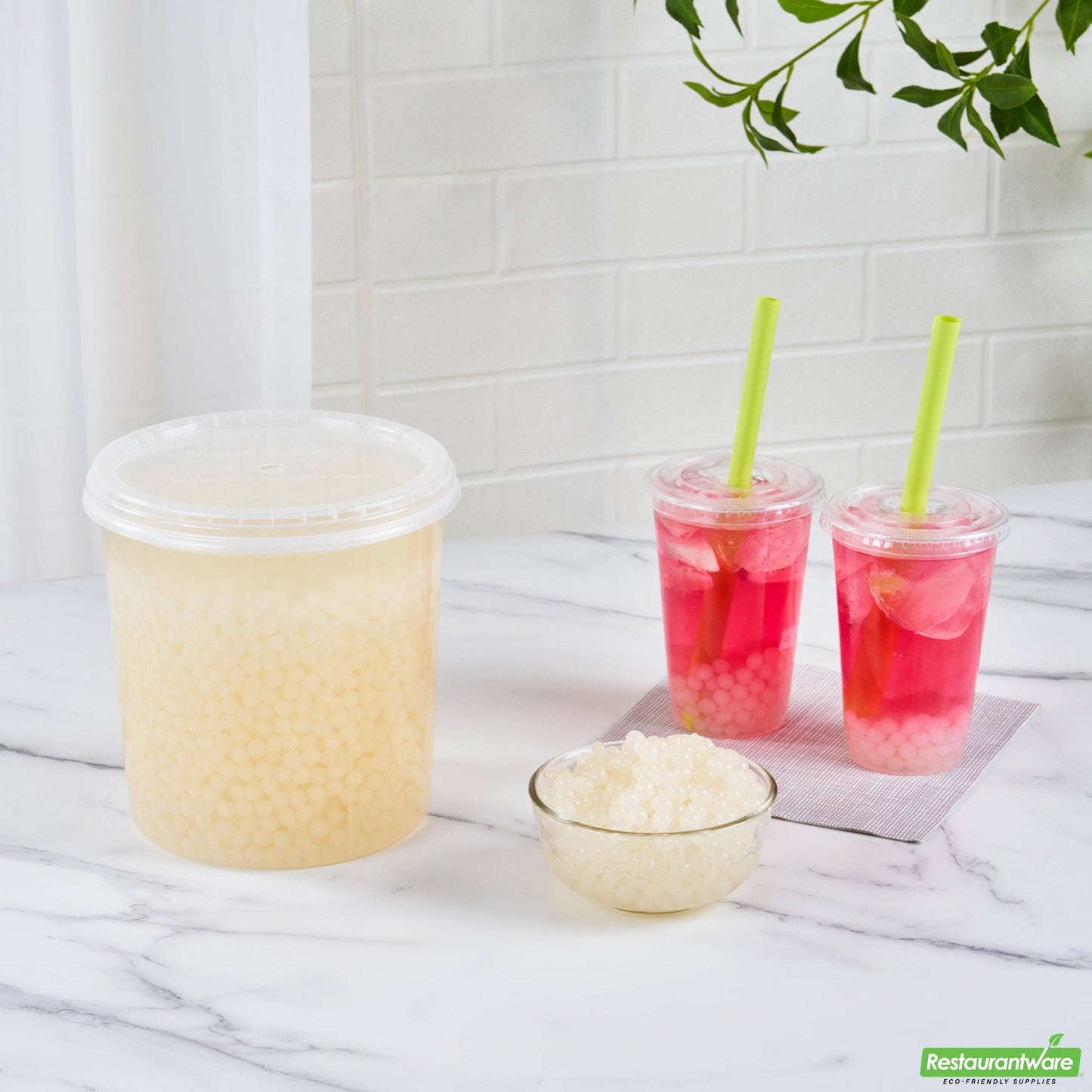 Wholesale Restaurantware Tea Tek 7 Lb Lychee Popping Boba - 4 Count Box- Bulk