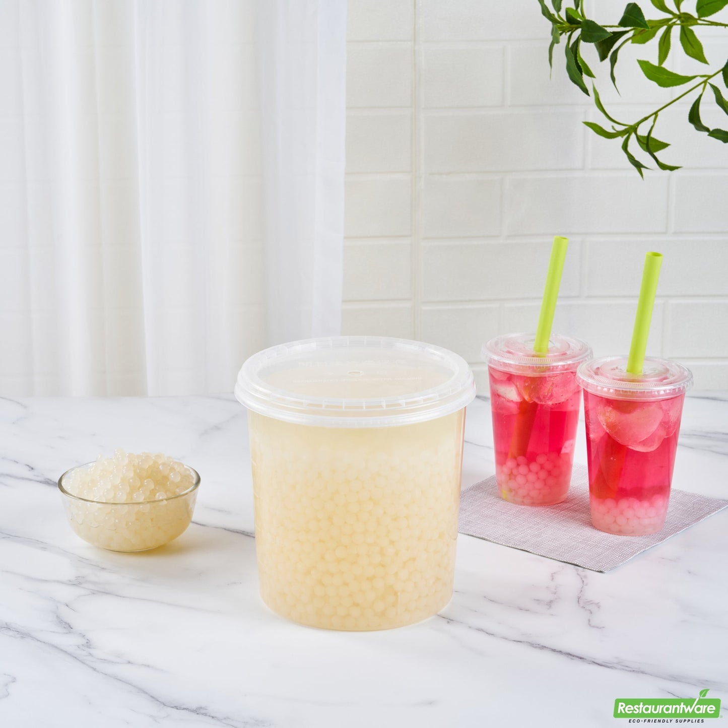 Wholesale Restaurantware Tea Tek 7 Lb Lychee Popping Boba - 4 Count Box- Bulk