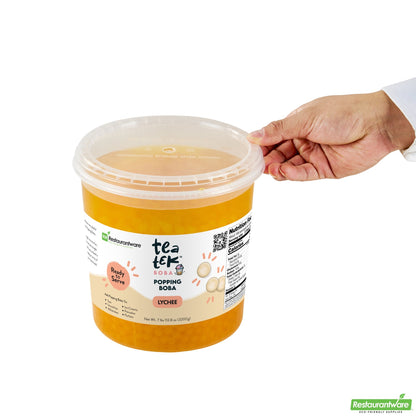 Wholesale Restaurantware Tea Tek 7 Lb Mango Popping Boba - 4 Count Box- Bulk