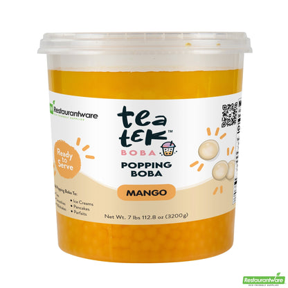 Wholesale Restaurantware Tea Tek 7 Lb Mango Popping Boba - 4 Count Box- Bulk