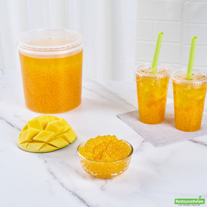 Wholesale Restaurantware Tea Tek 7 Lb Mango Popping Boba - 4 Count Box- Bulk