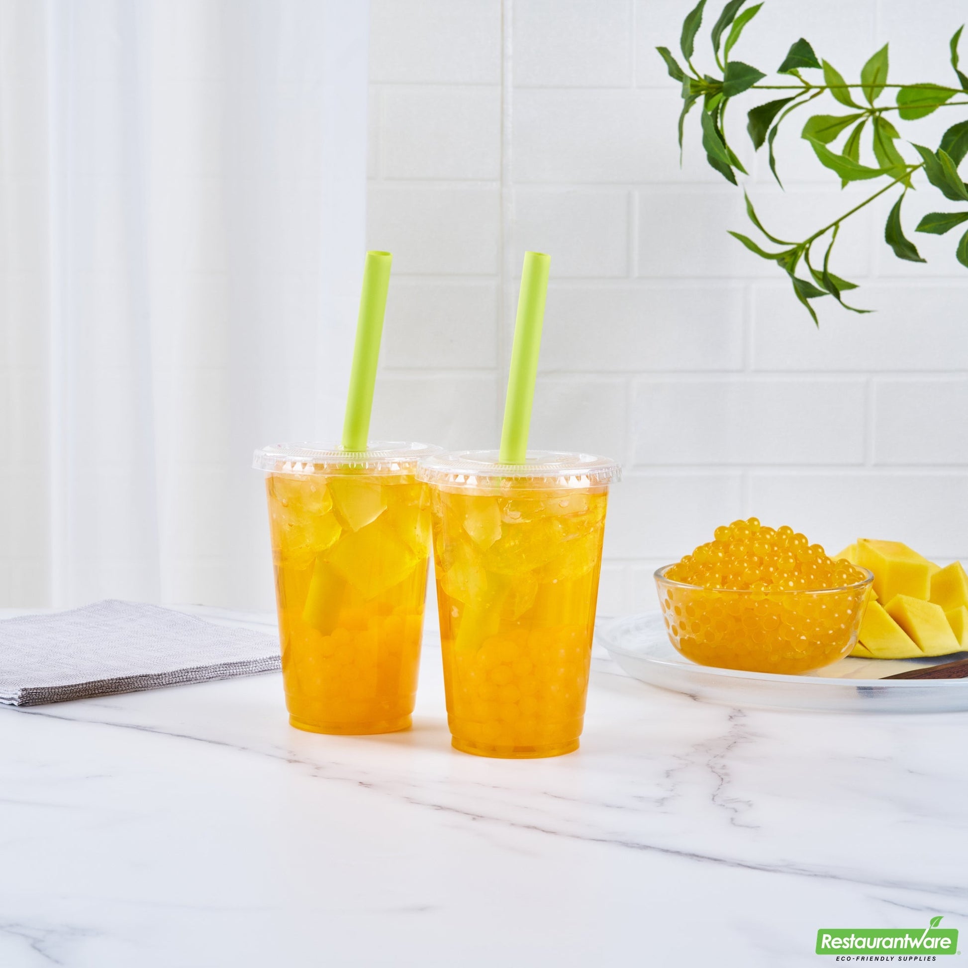 Wholesale Restaurantware Tea Tek 7 Lb Mango Popping Boba - 4 Count Box- Bulk