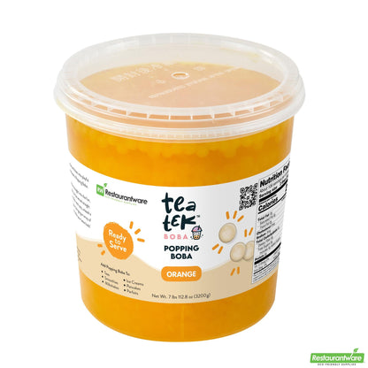 Wholesale Restaurantware Tea Tek 7 Lb Popping Boba - Orange - 4 Count Box- Bulk