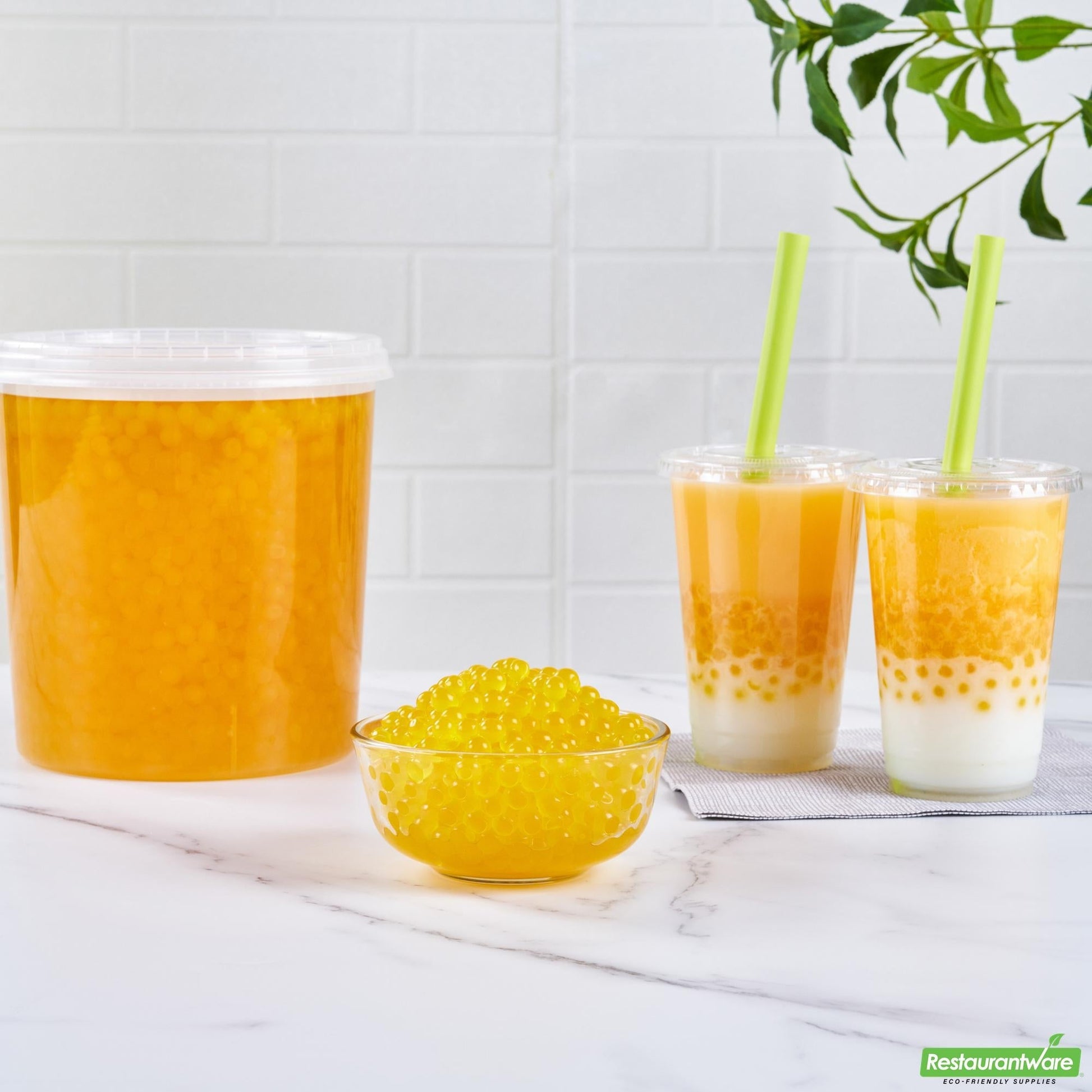 Wholesale Restaurantware Tea Tek 7 Lb Popping Boba - Orange - 4 Count Box- Bulk