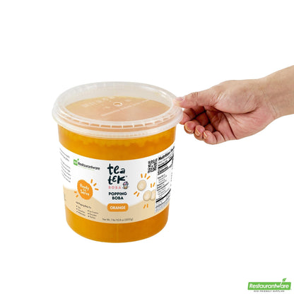 Wholesale Restaurantware Tea Tek 7 Lb Popping Boba - Orange - 4 Count Box- Bulk