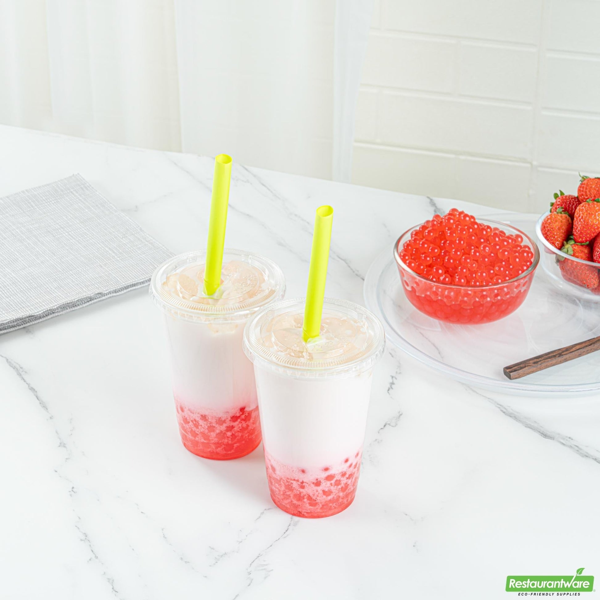 Wholesale Restaurantware Tea Tek 7 Lb Popping Boba - Strawberry - 4 Count Box- Bulk