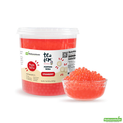 Wholesale Restaurantware Tea Tek 7 Lb Popping Boba - Strawberry - 4 Count Box- Bulk