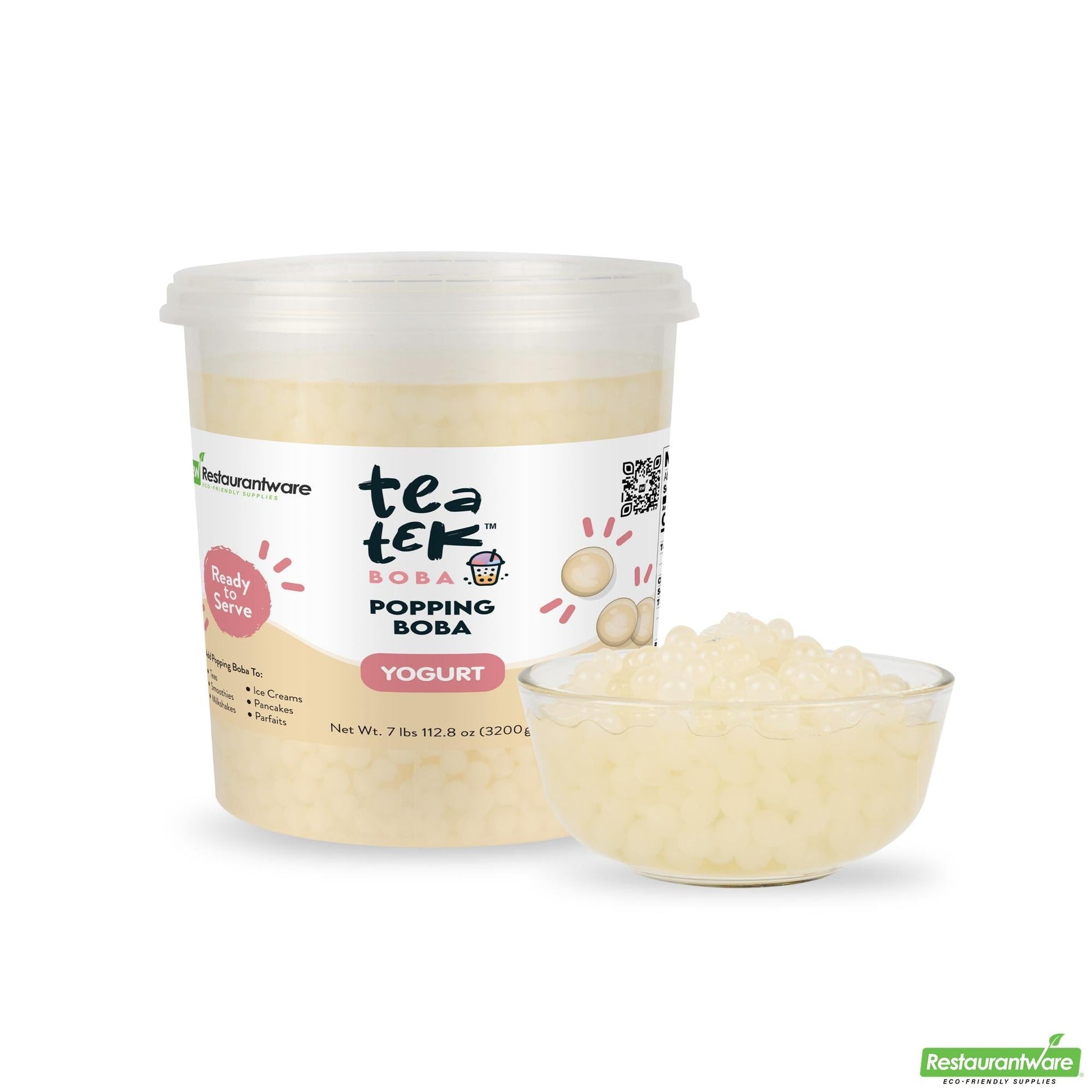 Wholesale Restaurantware Tea Tek 7 Lb Popping Boba - Yogurt - 1 Count Box- Bulk