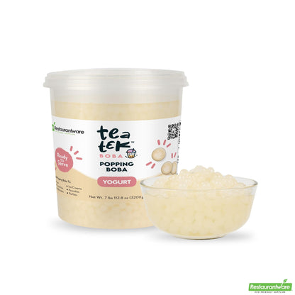 Wholesale Restaurantware Tea Tek 7 Lb Popping Boba - Yogurt - 1 Count Box- Bulk
