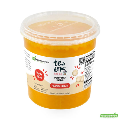Wholesale Restaurantware Tea Tek 7 Lb Popping Boba - Passion Fruit - 4 Count Box- Bulk