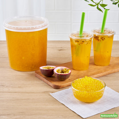 Wholesale Restaurantware Tea Tek 7 Lb Popping Boba - Passion Fruit - 4 Count Box- Bulk