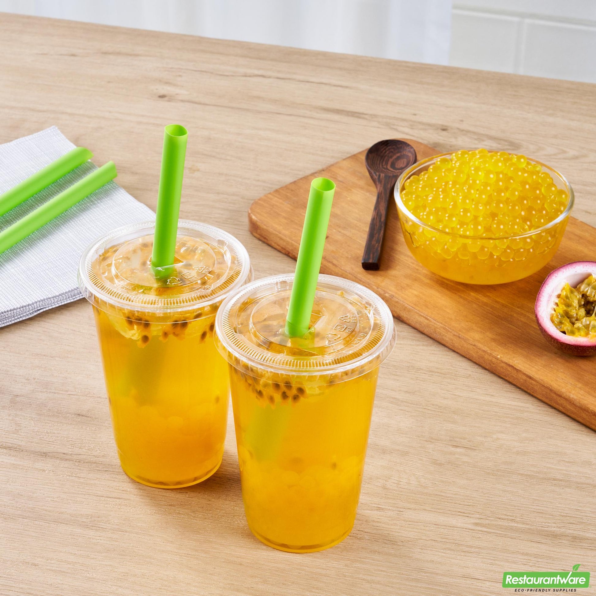 Wholesale Restaurantware Tea Tek 7 Lb Popping Boba - Passion Fruit - 4 Count Box- Bulk