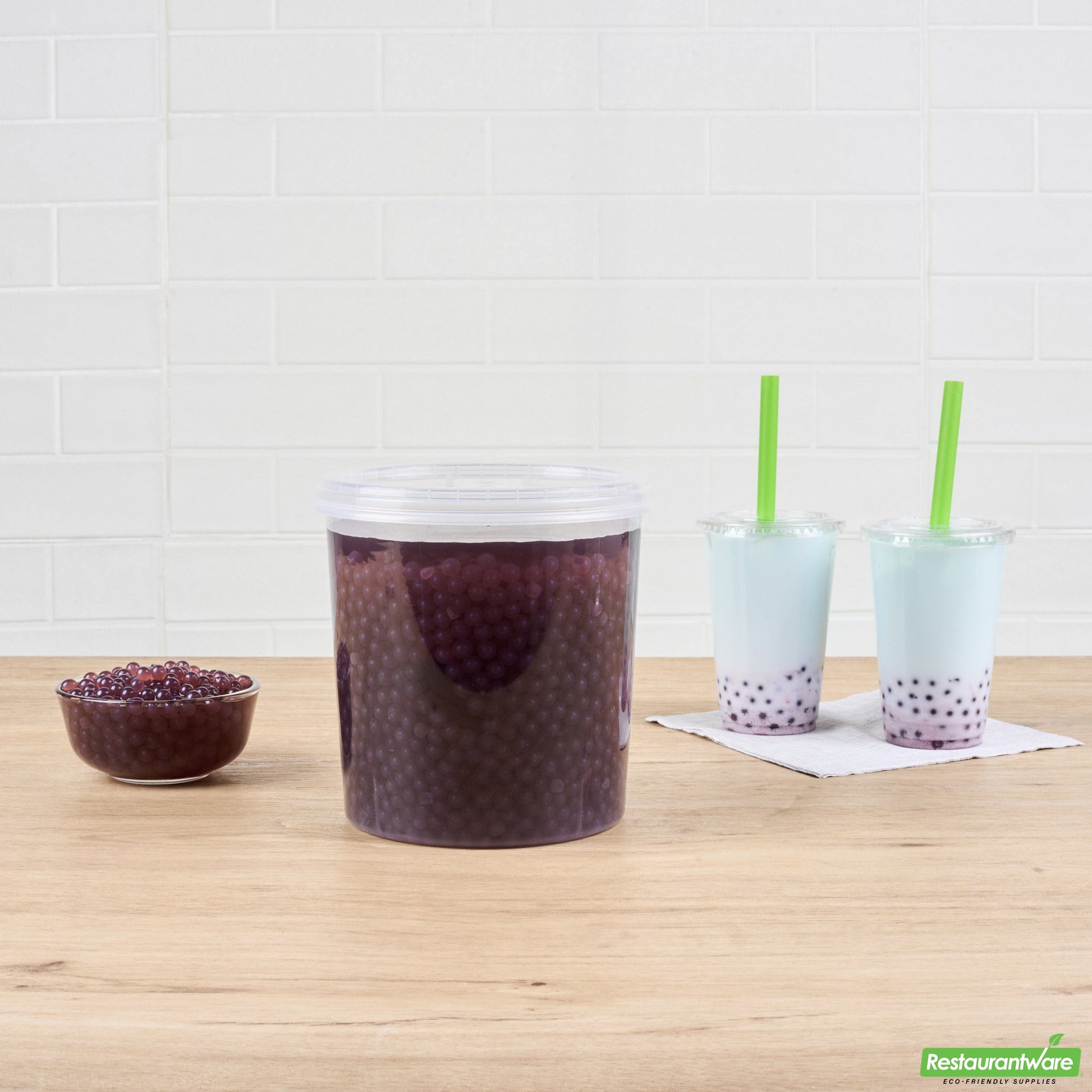 Wholesale Restaurantware Tea Tek 7 Lb Blueberry Popping Boba - 4 Count Box- Bulk