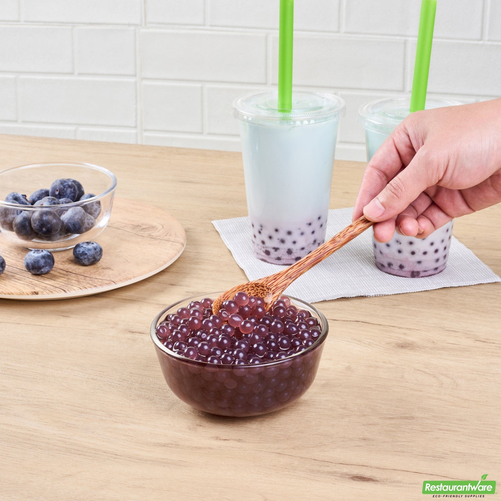 Wholesale Restaurantware Tea Tek 7 Lb Blueberry Popping Boba - 4 Count Box- Bulk