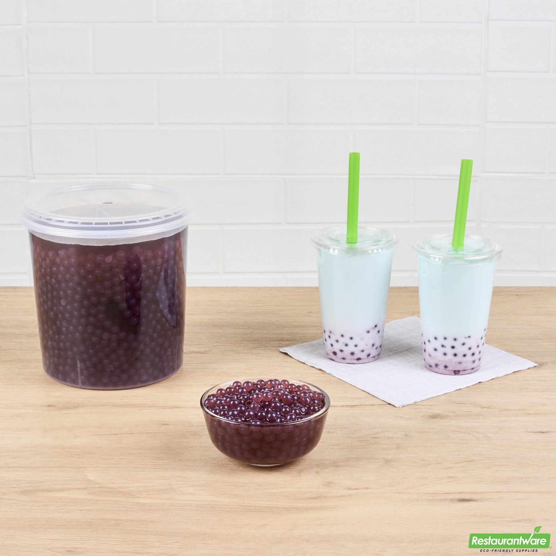 Wholesale Restaurantware Tea Tek 7 Lb Blueberry Popping Boba - 4 Count Box- Bulk