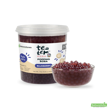 Wholesale Restaurantware Tea Tek 7 Lb Blueberry Popping Boba - 4 Count Box- Bulk