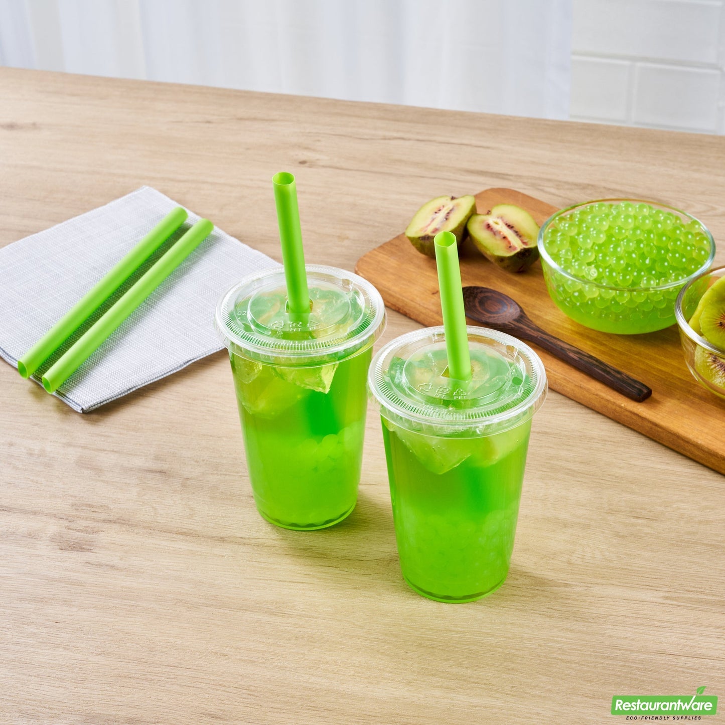 Wholesale Restaurantware Tea Tek 7 Lb Kiwi Popping Boba - 4 Count Box- Bulk