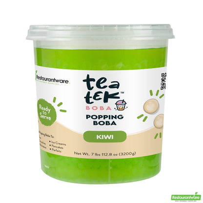 Wholesale Restaurantware Tea Tek 7 Lb Kiwi Popping Boba - 4 Count Box- Bulk