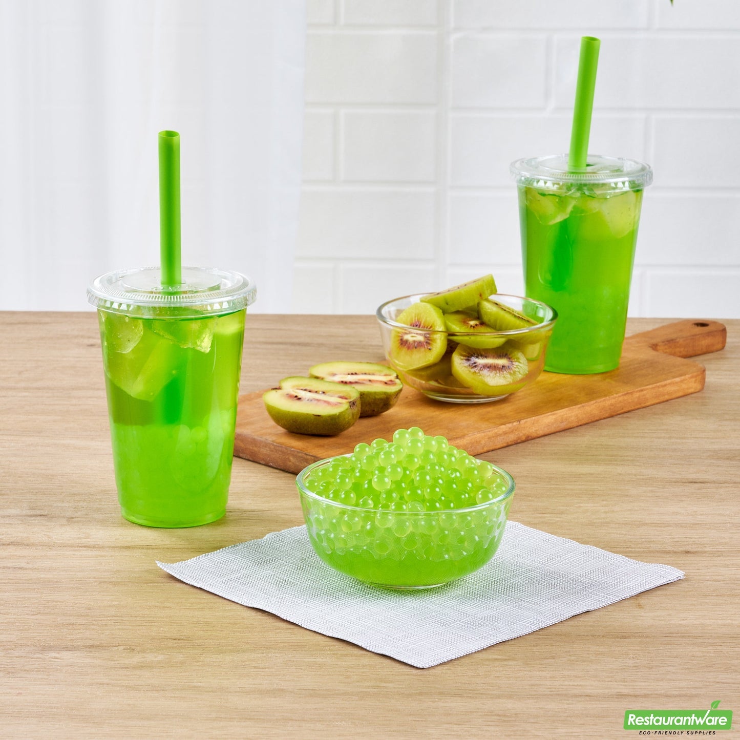 Wholesale Restaurantware Tea Tek 7 Lb Kiwi Popping Boba - 4 Count Box- Bulk