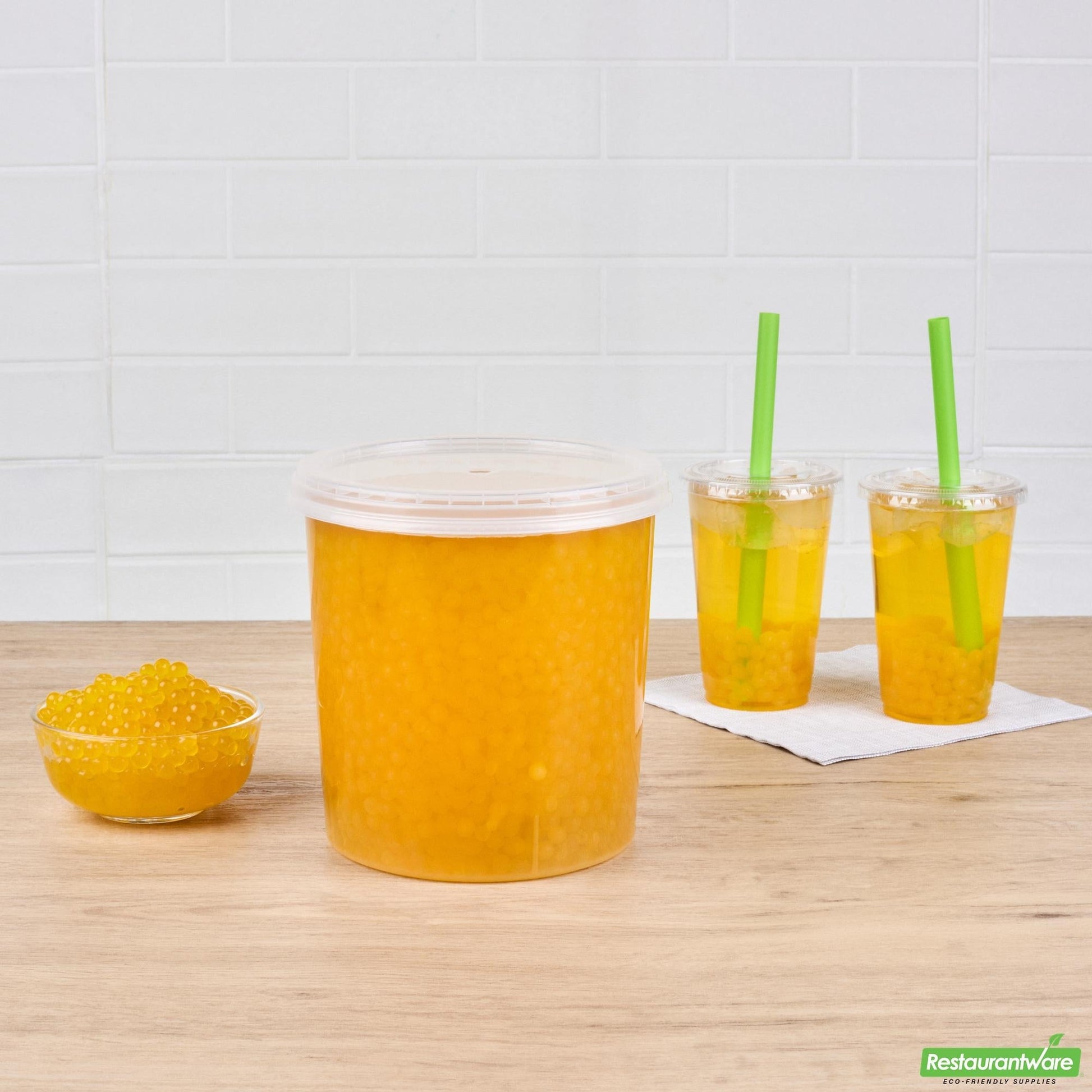 Wholesale Restaurantware Tea Tek 7 Lb Cantaloupe Popping Boba - 4 Count Box- Bulk