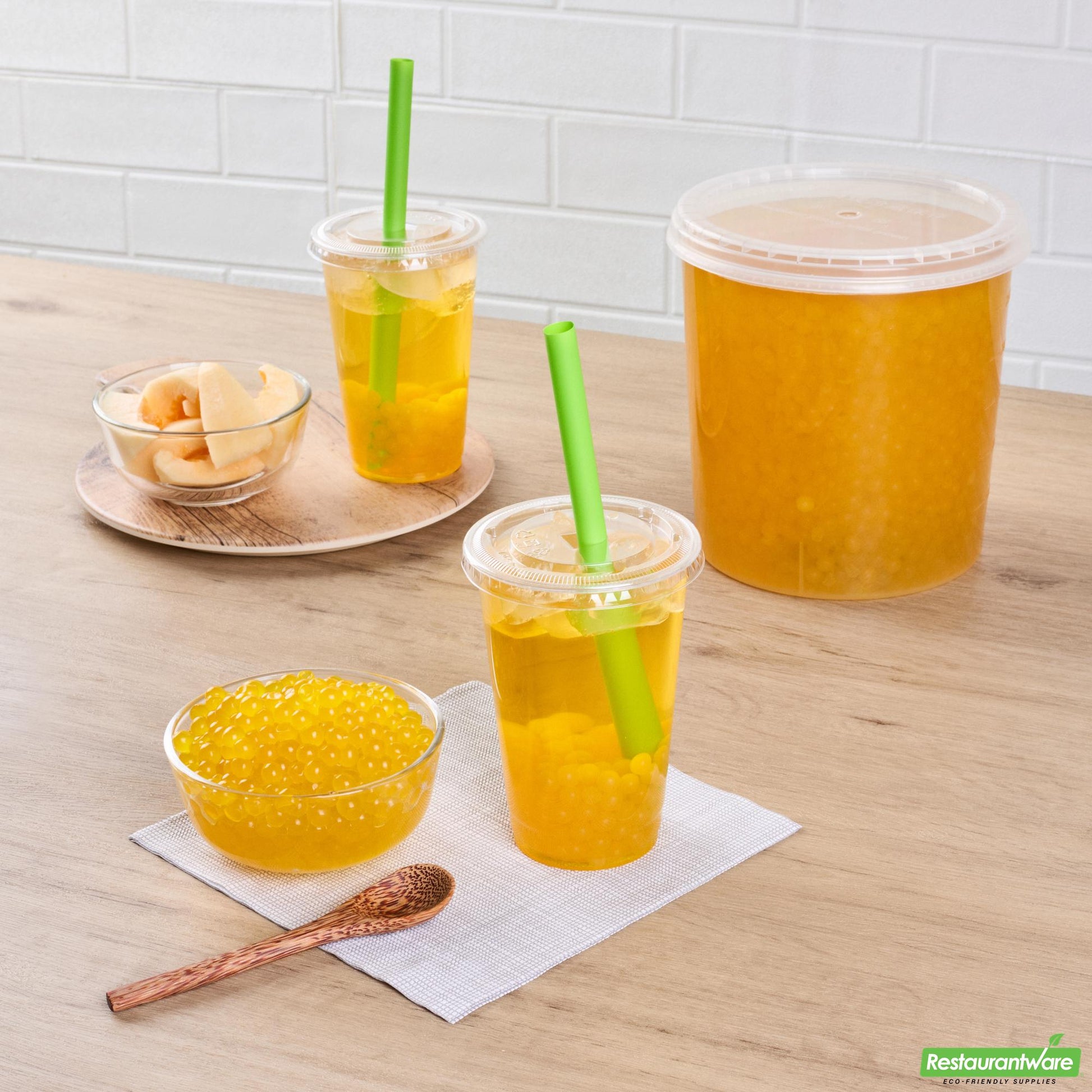Wholesale Restaurantware Tea Tek 7 Lb Cantaloupe Popping Boba - 4 Count Box- Bulk