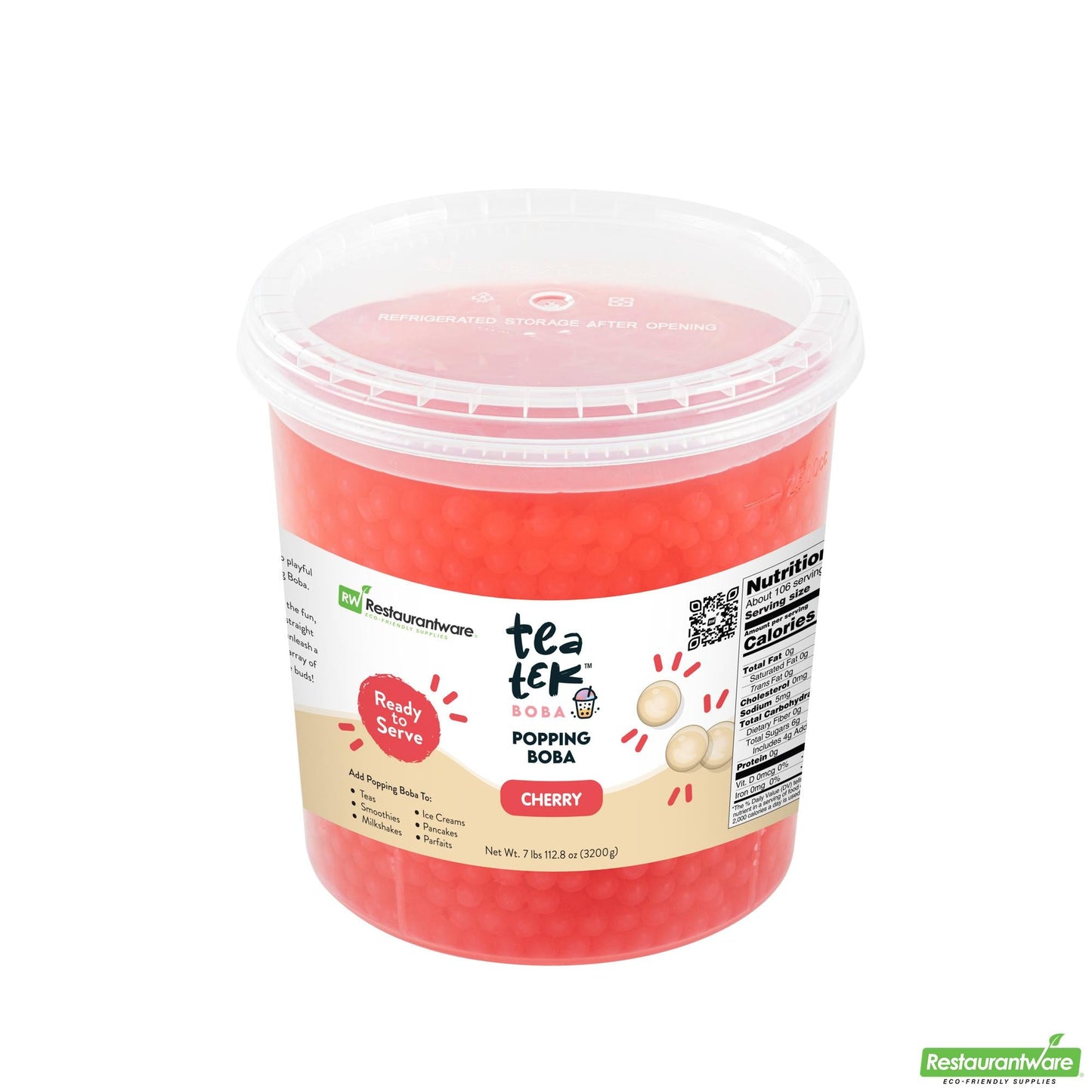 Wholesale Restaurantware Tea Tek 7 Lb Cherry Popping Boba - 4 Count Box- Bulk