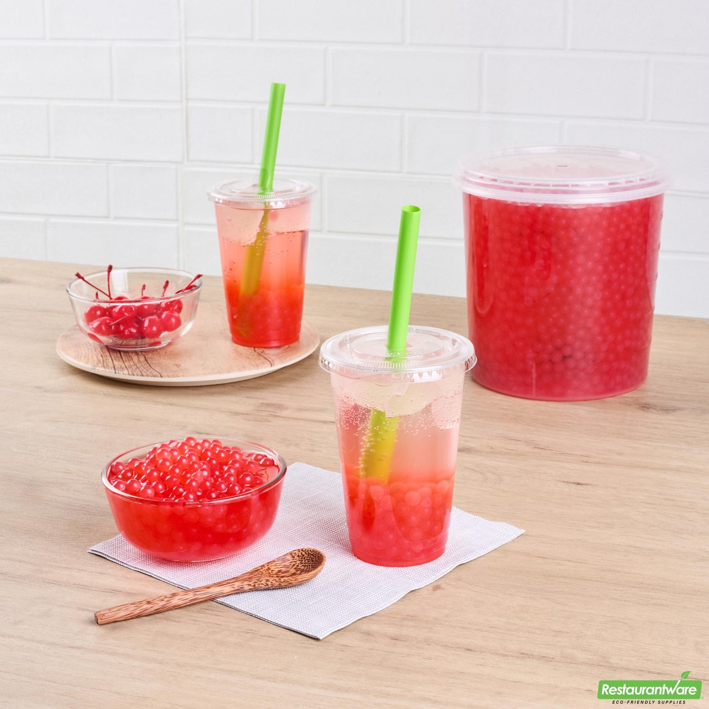 Wholesale Restaurantware Tea Tek 7 Lb Cherry Popping Boba - 4 Count Box- Bulk