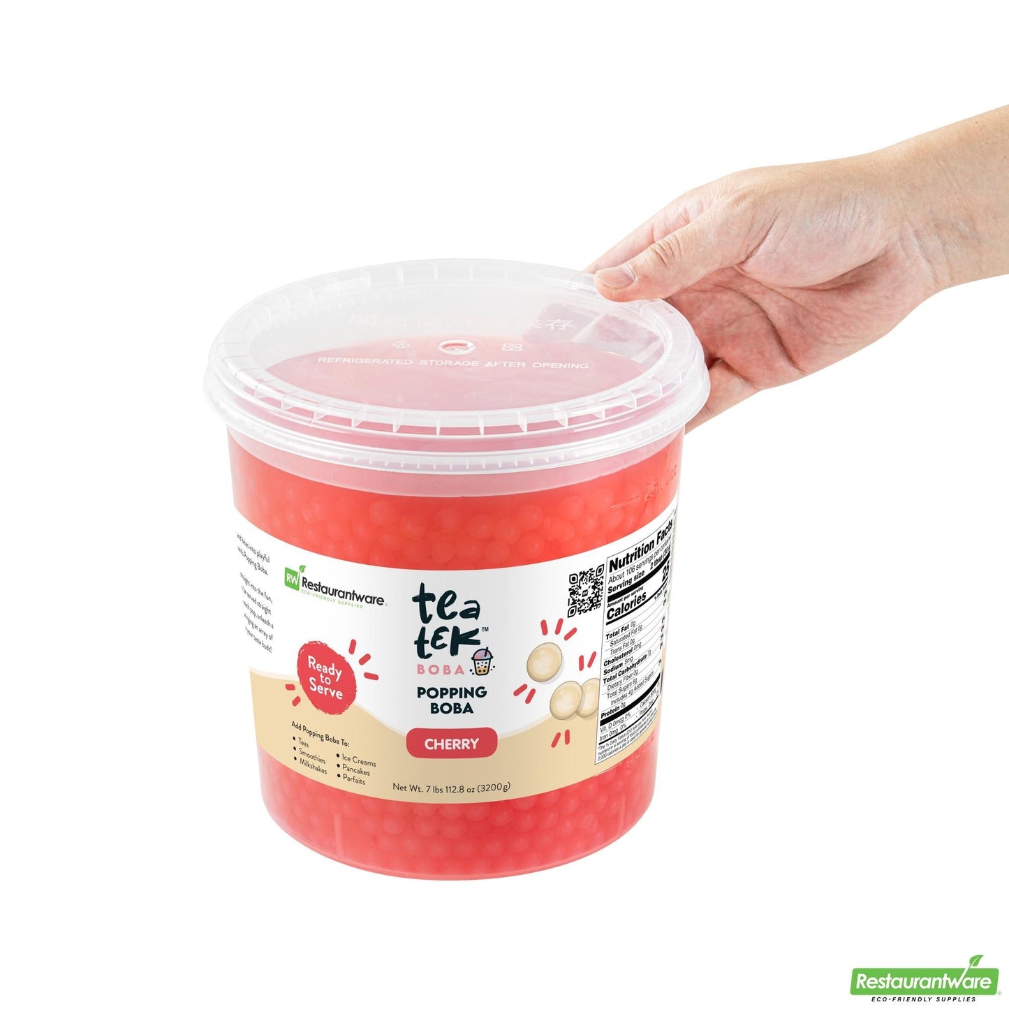 Wholesale Restaurantware Tea Tek 7 Lb Cherry Popping Boba - 4 Count Box- Bulk