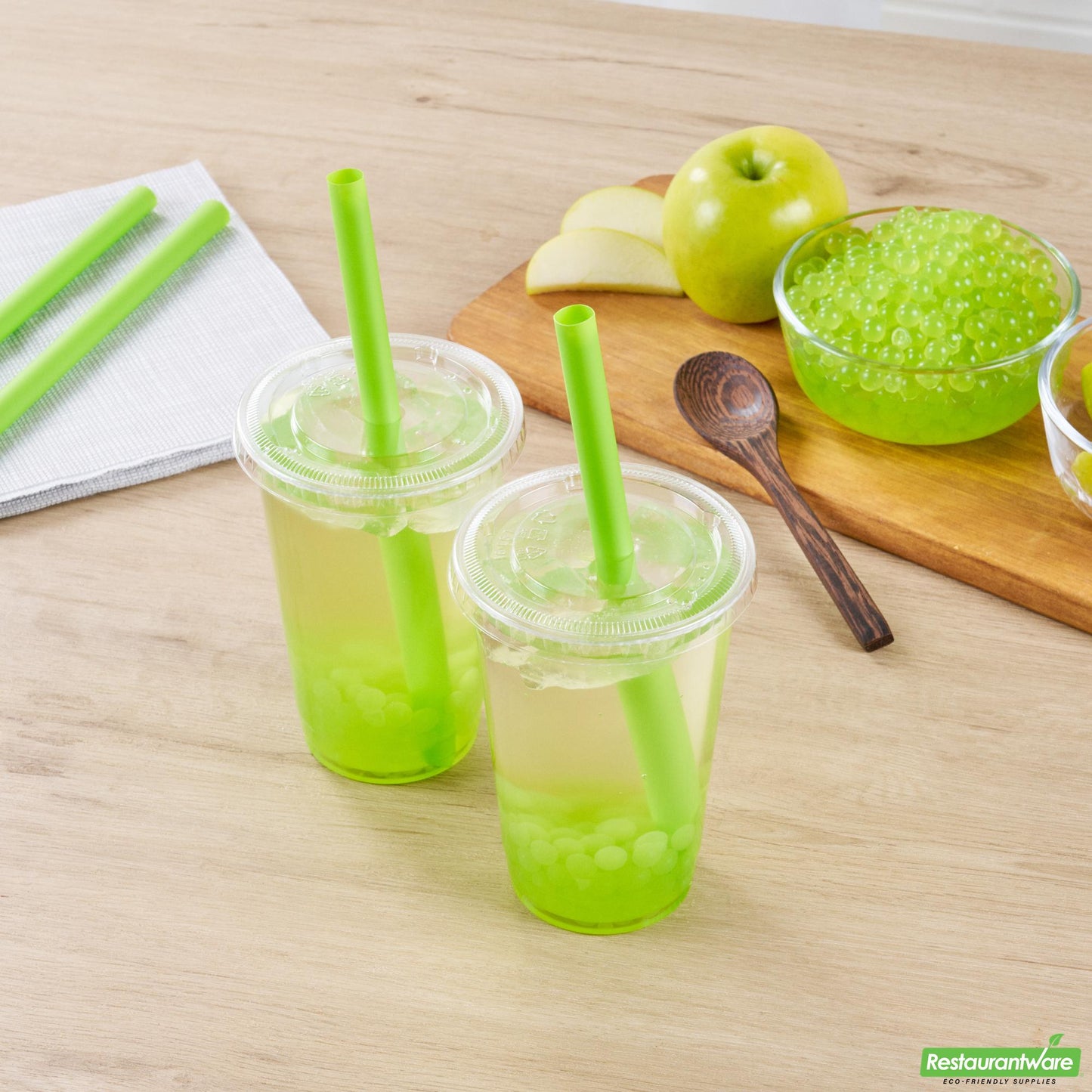 Wholesale Restaurantware Tea Tek 7 Lb Green Apple Popping Boba - 4 Count Box- Bulk