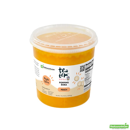 Wholesale Restaurantware Tea Tek 7 Lb Popping Boba - Peach - 4 Count Box- Bulk
