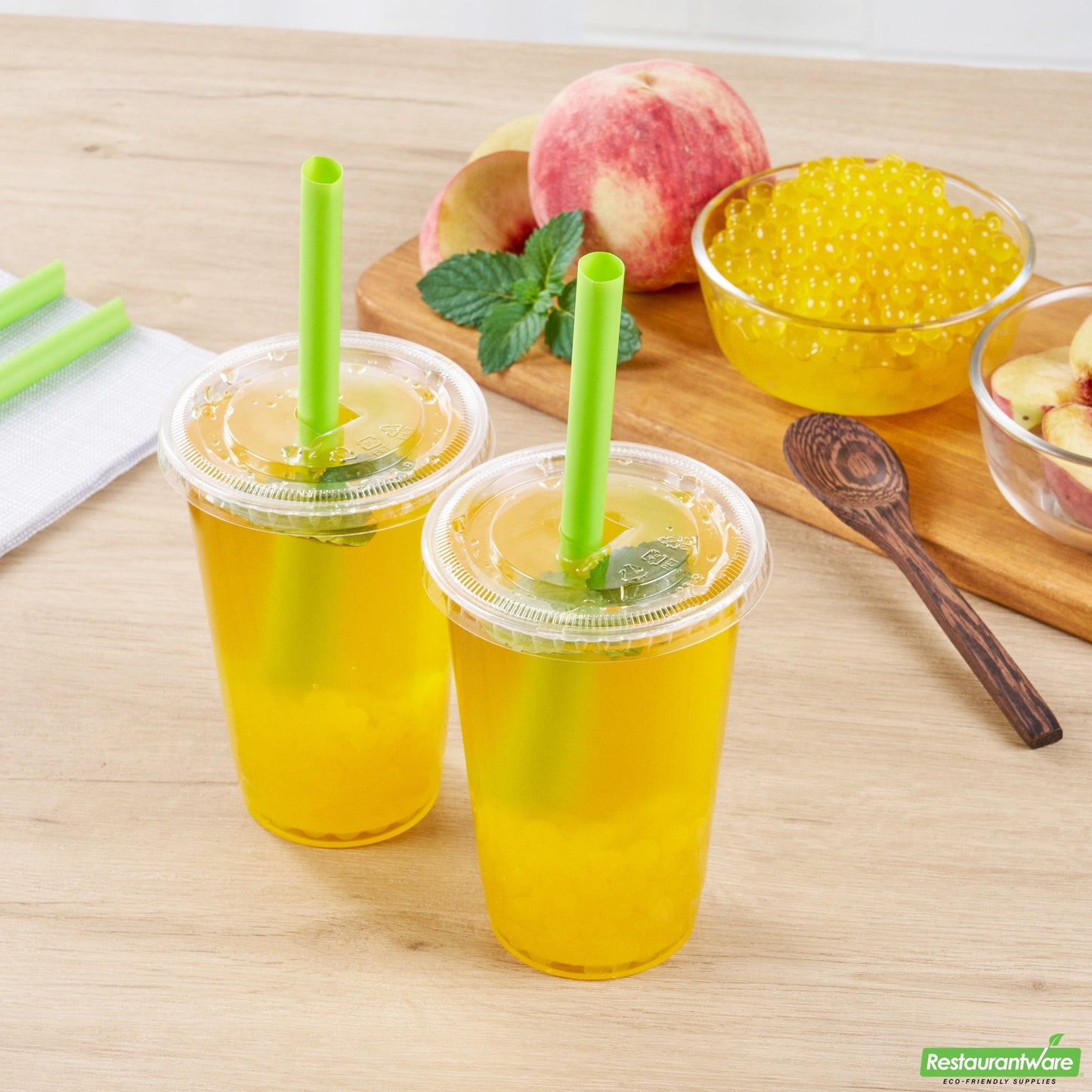 Wholesale Restaurantware Tea Tek 7 Lb Popping Boba - Peach - 4 Count Box- Bulk