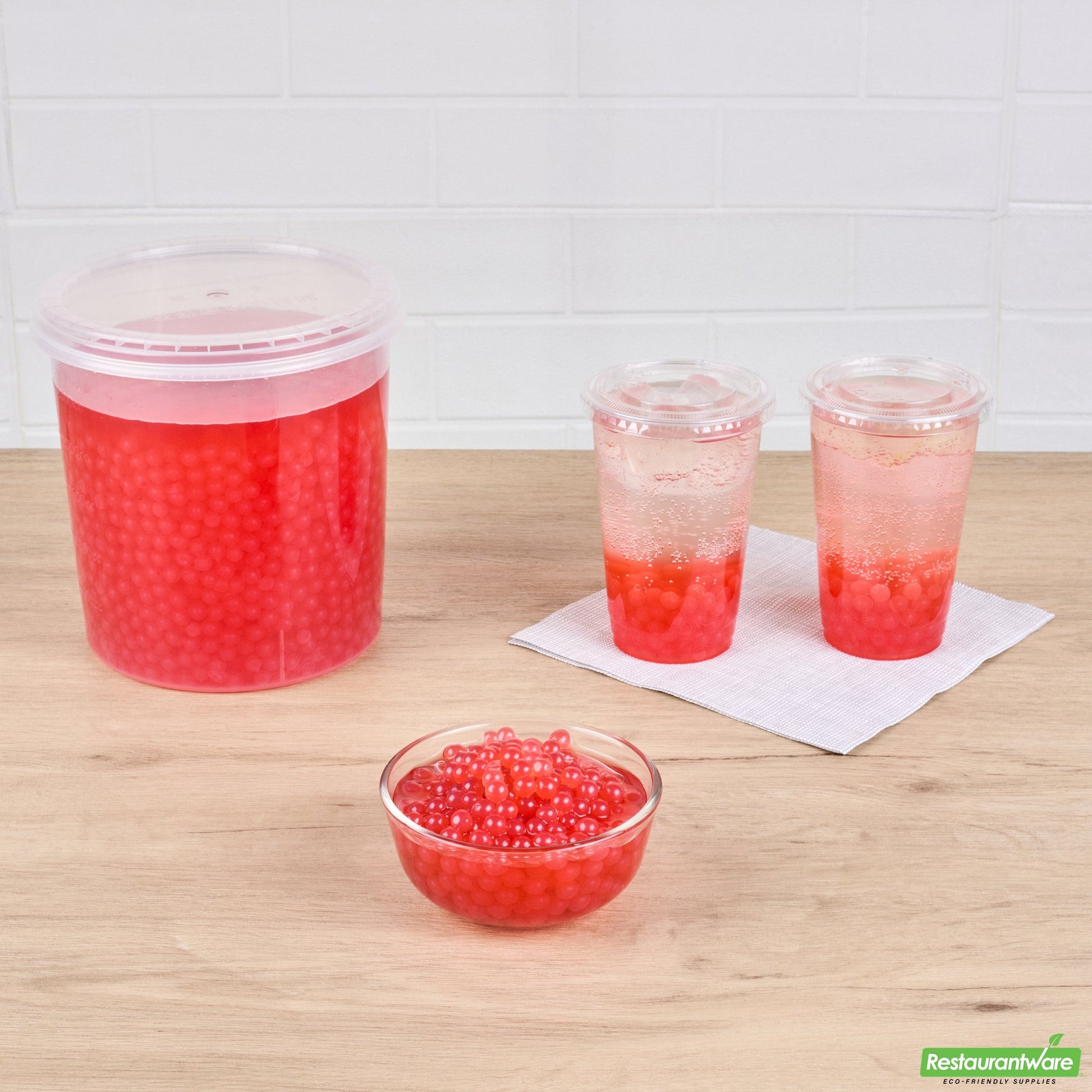 Wholesale Restaurantware Tea Tek 7 Lb Popping Boba - Pomegranate - 4 Count Box- Bulk
