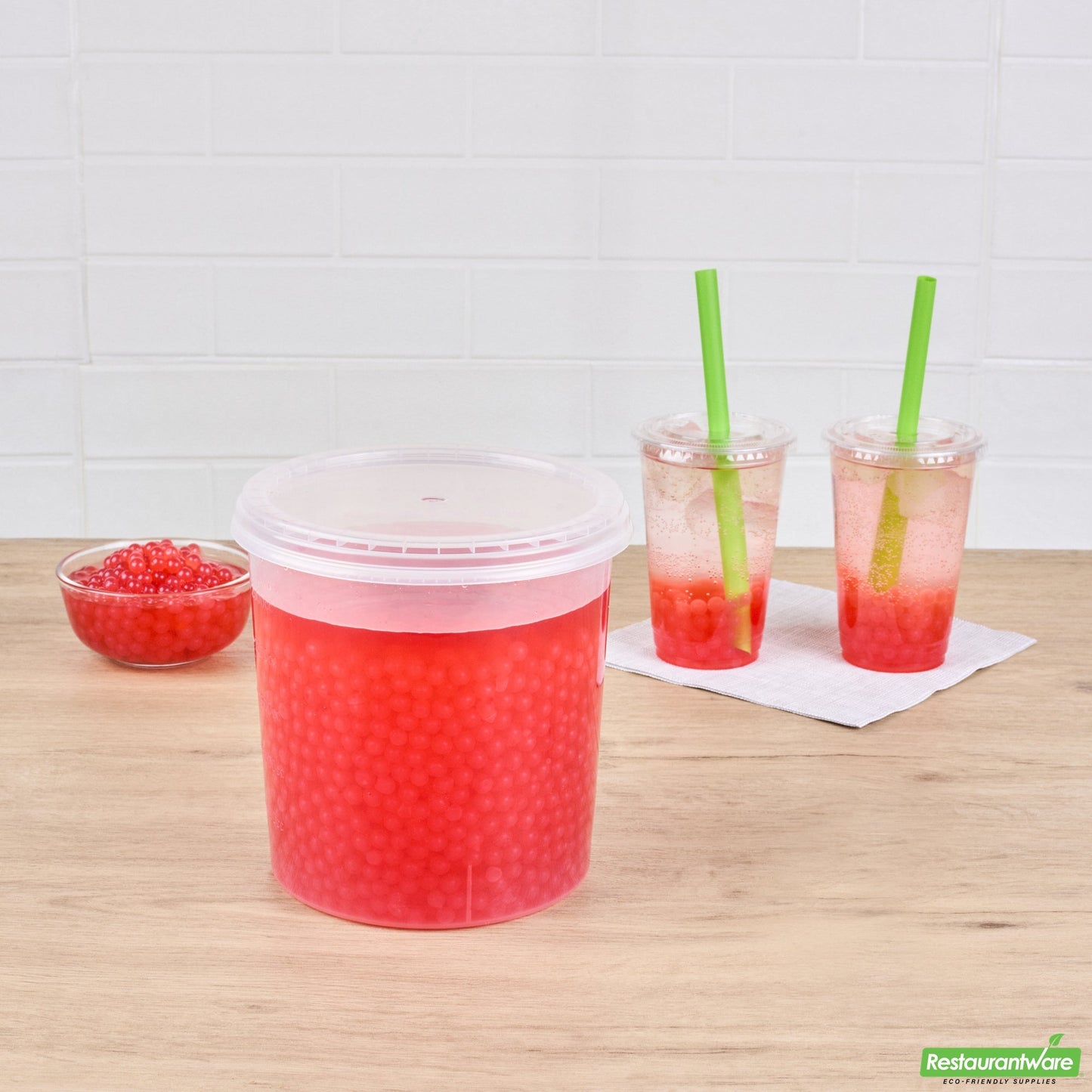 Wholesale Restaurantware Tea Tek 7 Lb Popping Boba - Pomegranate - 4 Count Box- Bulk
