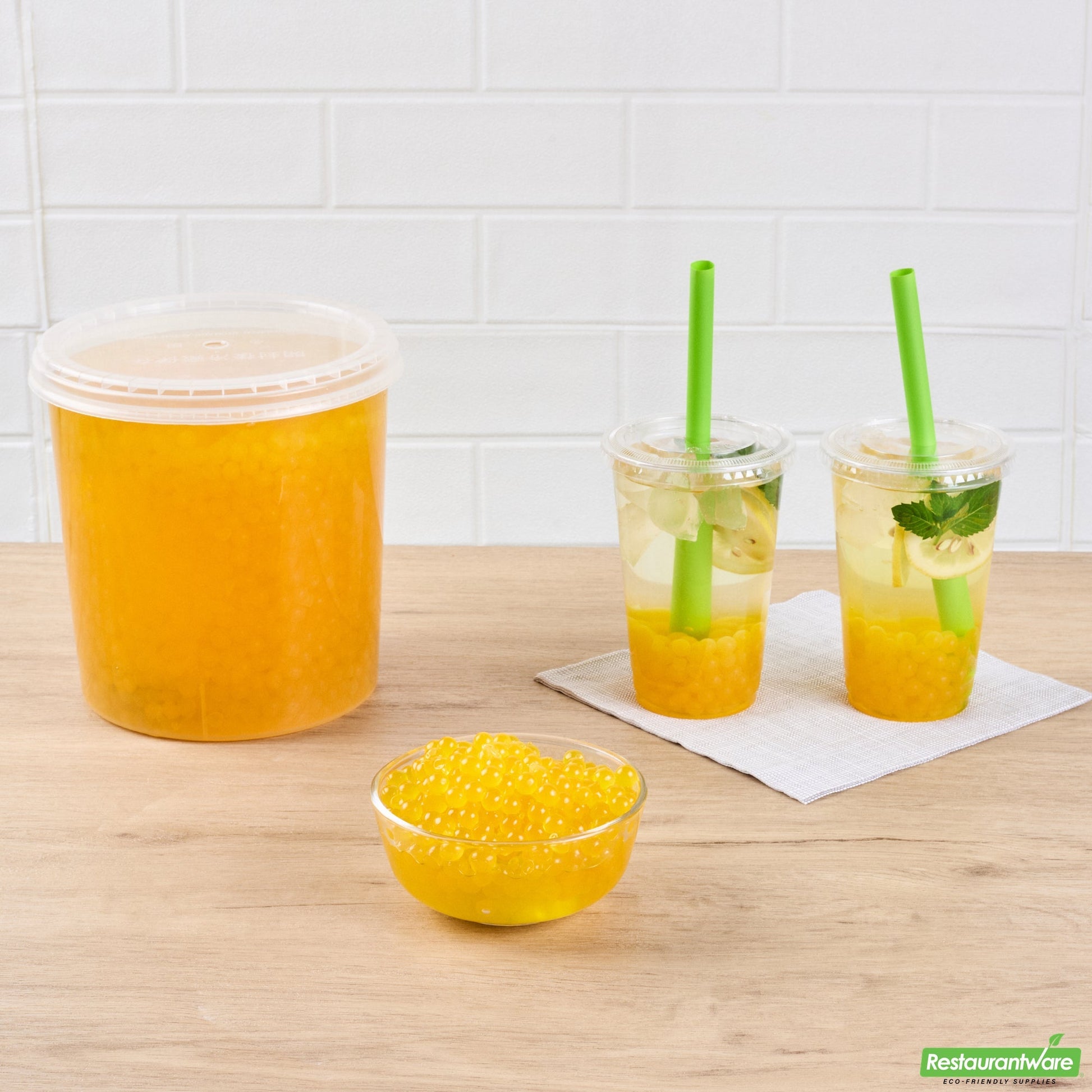 Wholesale Restaurantware Tea Tek 7 Lb Lemon Popping Boba - 4 Count Box- Bulk