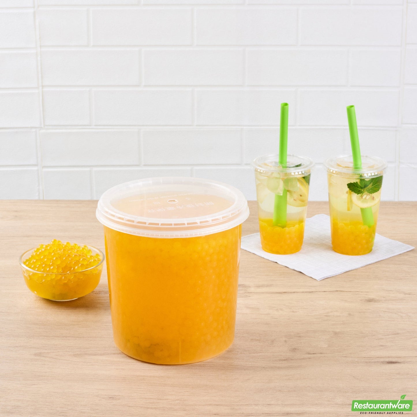 Wholesale Restaurantware Tea Tek 7 Lb Lemon Popping Boba - 4 Count Box- Bulk