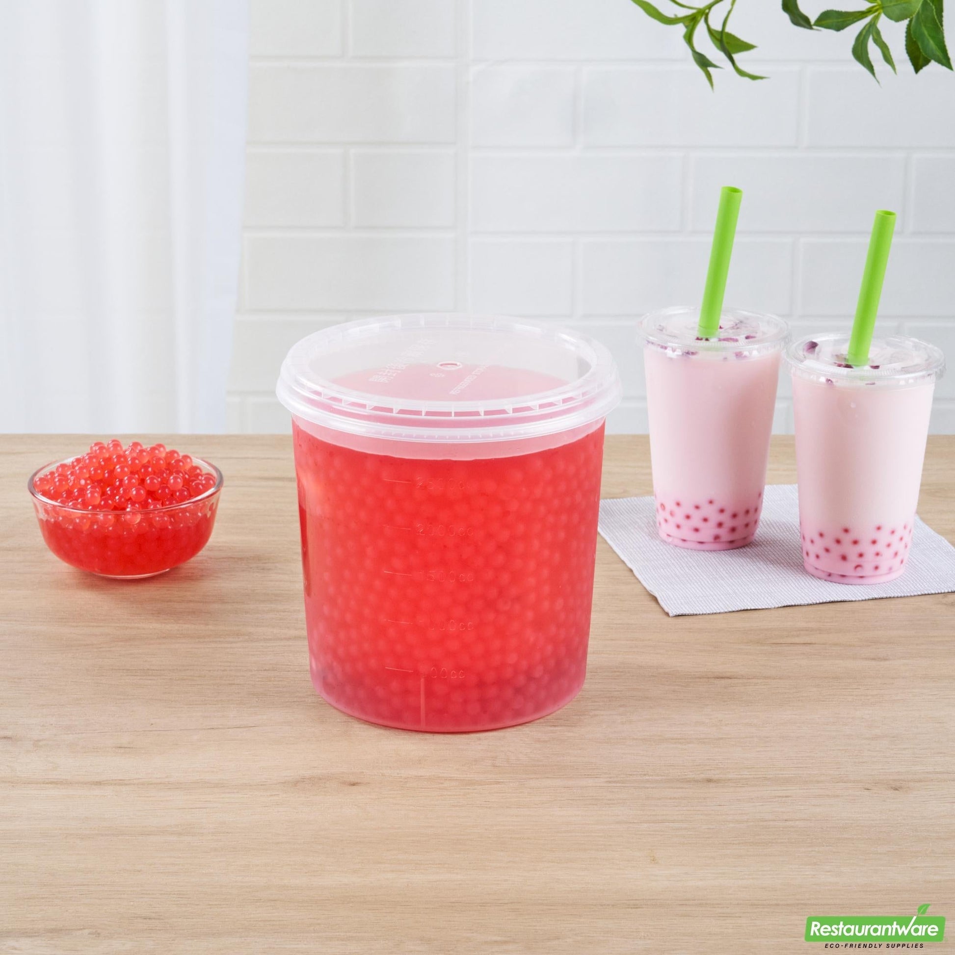 Wholesale Restaurantware Tea Tek 7 Lb Popping Boba - Rose - 4 Count Box- Bulk