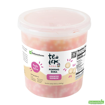 Wholesale Restaurantware Tea Tek 6.8 Lb Assorted Rainbow Popping Boba - 4 Count Box- Bulk