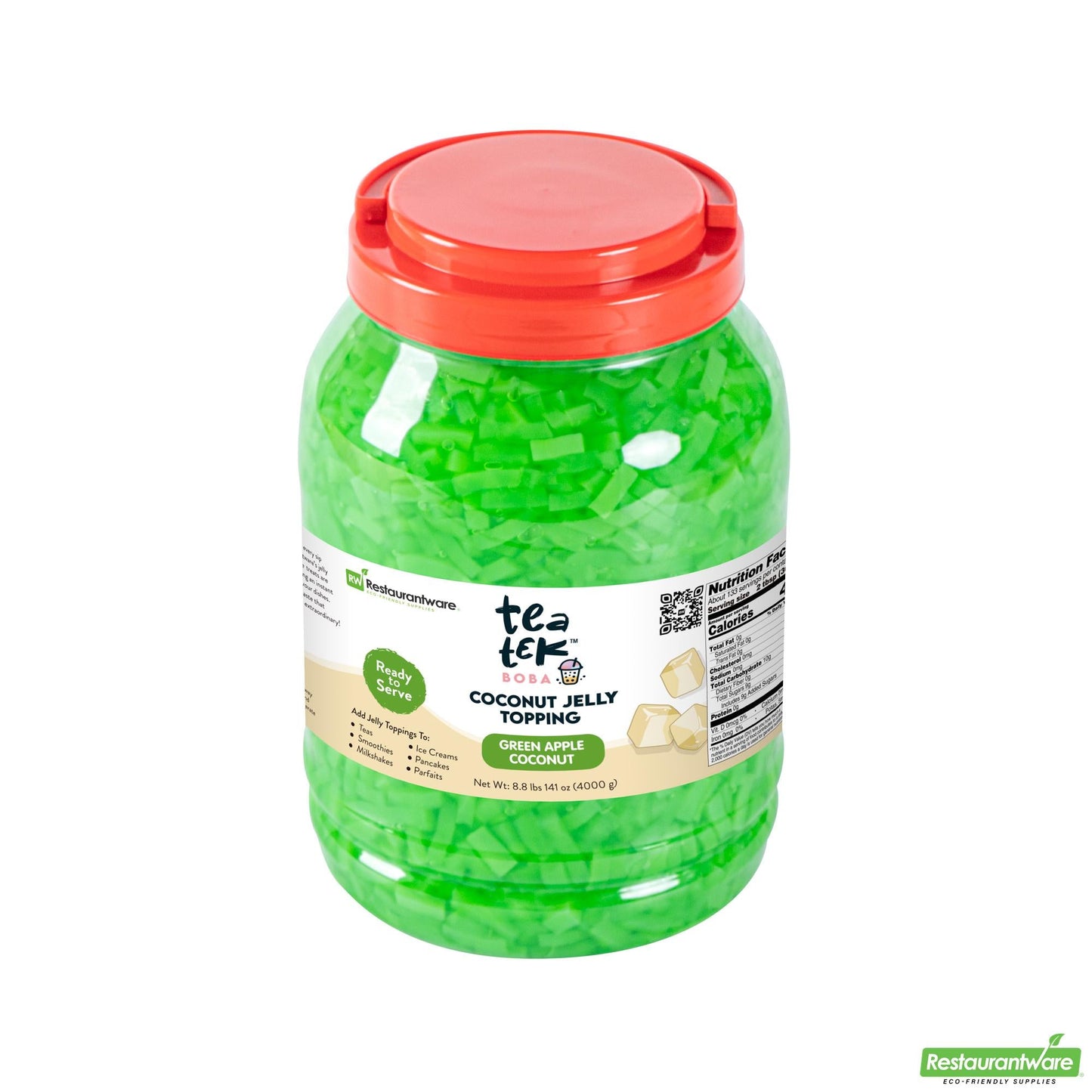 Wholesale Restaurantware Tea Tek 8.8 Lb Jelly Topping - Green Apple Coconut - 4 Count Box- Bulk
