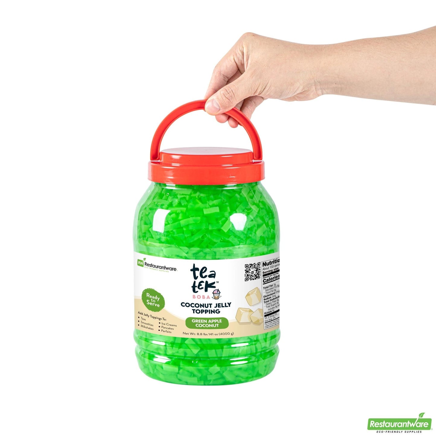 Wholesale Restaurantware Tea Tek 8.8 Lb Jelly Topping - Green Apple Coconut - 4 Count Box- Bulk
