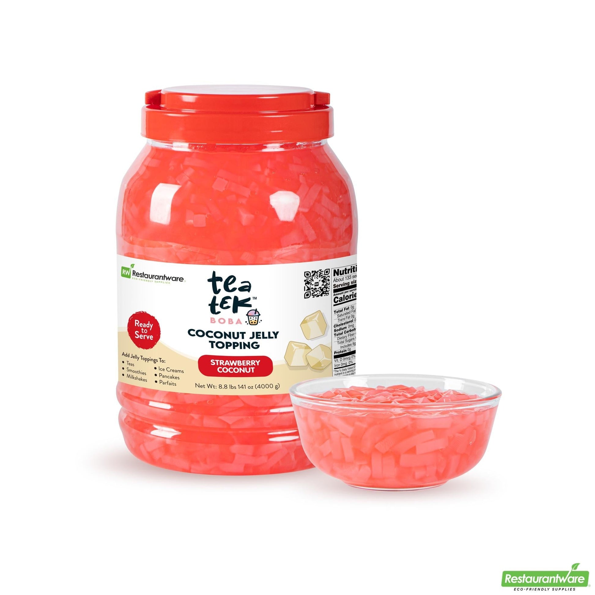 Wholesale Restaurantware Tea Tek 8.8 Lb Jelly Topping - Strawberry Coconut - 4 Count Box- Bulk