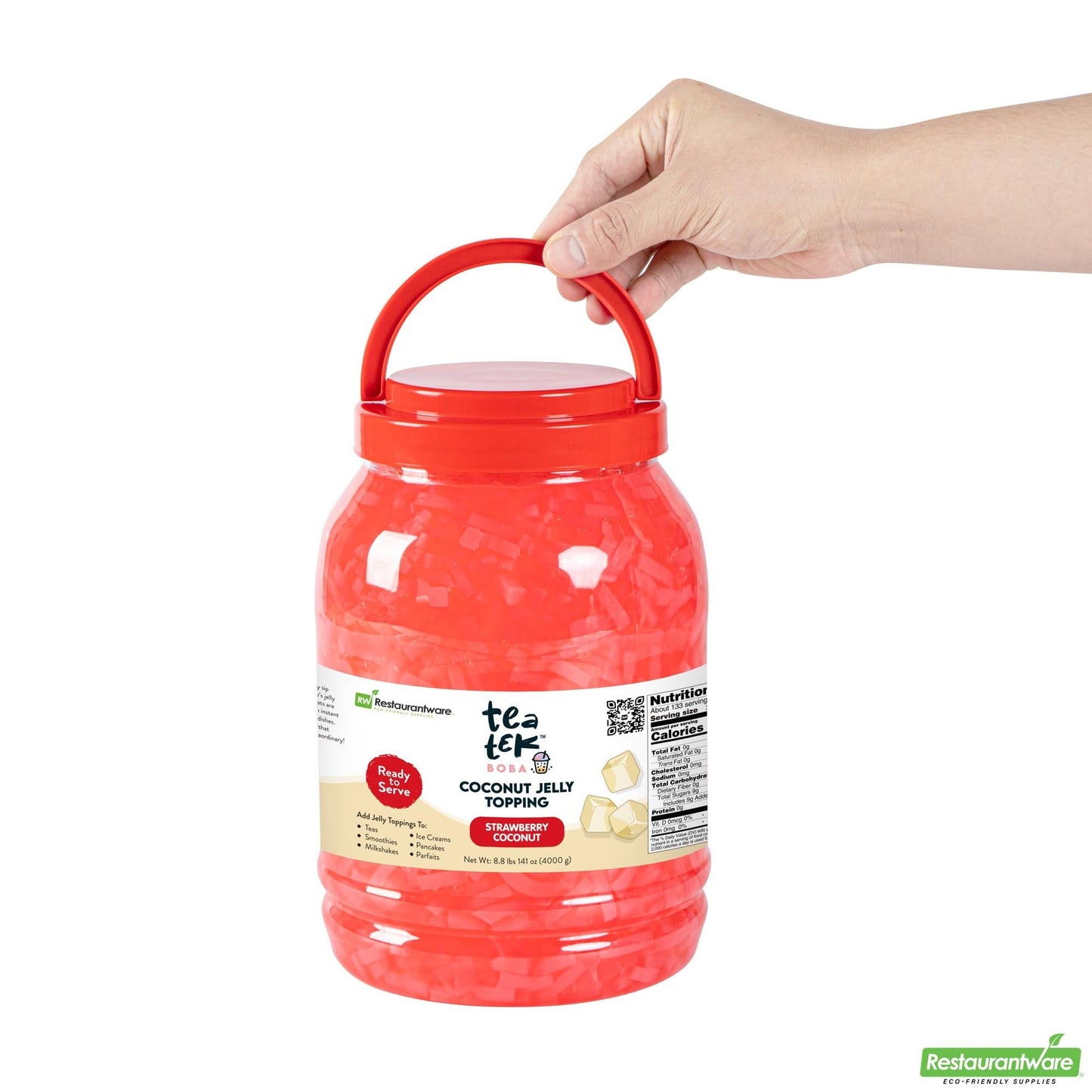 Wholesale Restaurantware Tea Tek 8.8 Lb Jelly Topping - Strawberry Coconut - 4 Count Box- Bulk