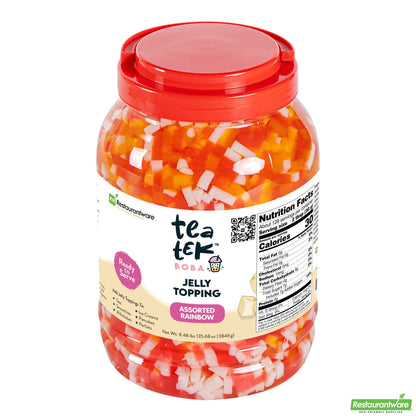 Wholesale Restaurantware Tea Tek 8.48 Lb Jelly Topping - Assorted Rainbow - 4 Count Box- Bulk