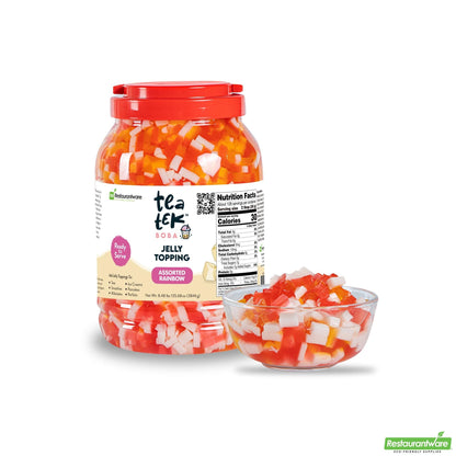 Wholesale Restaurantware Tea Tek 8.48 Lb Jelly Topping - Assorted Rainbow - 4 Count Box- Bulk