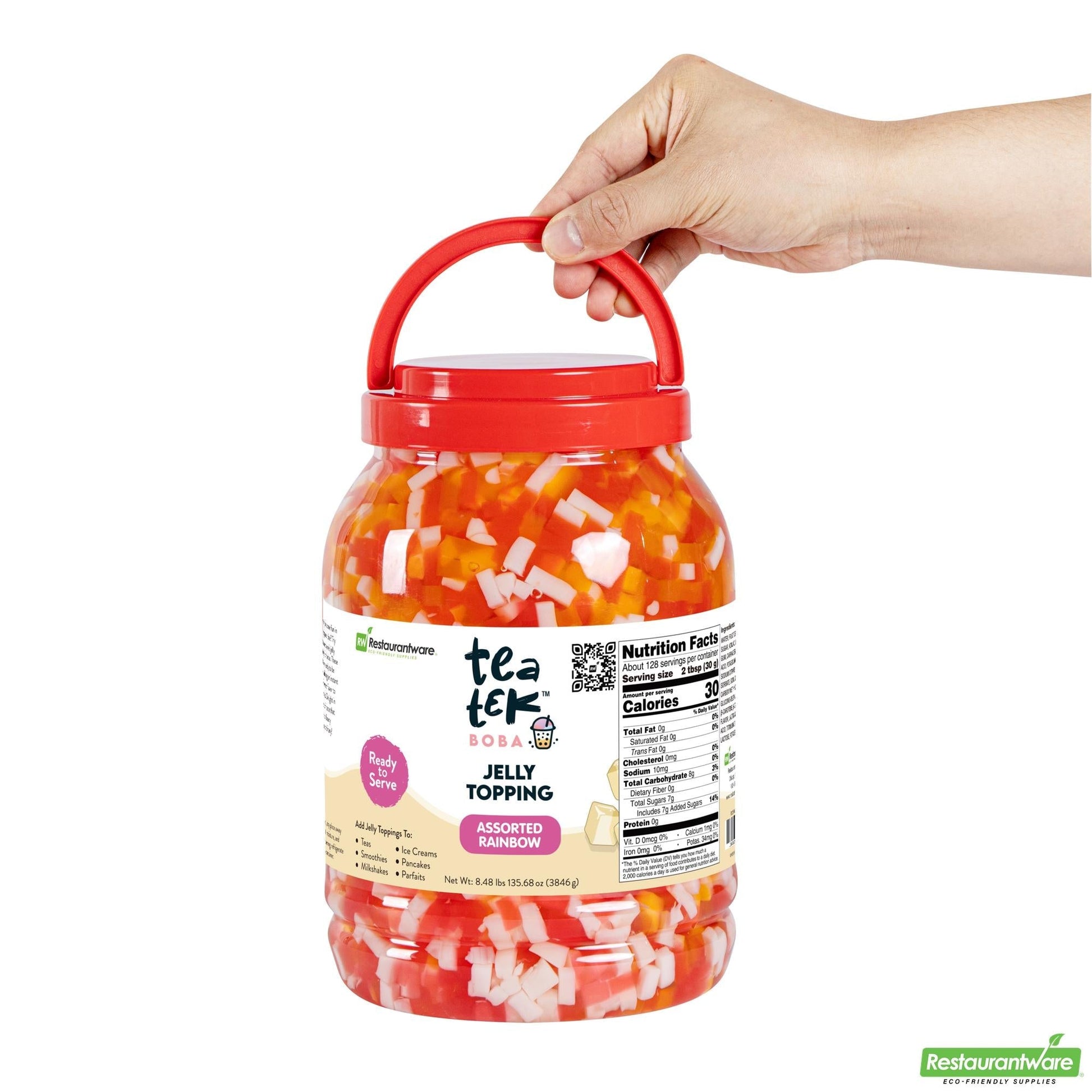 Wholesale Restaurantware Tea Tek 8.48 Lb Jelly Topping - Assorted Rainbow - 4 Count Box- Bulk
