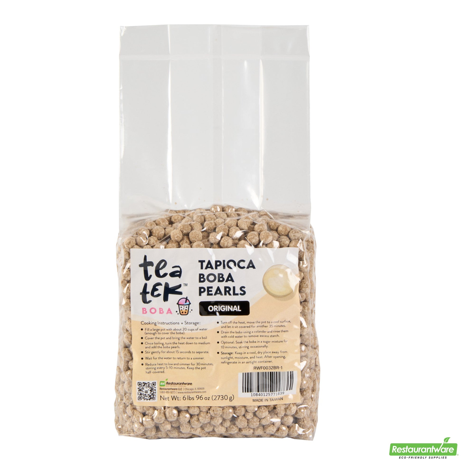 Wholesale Restaurantware Tea Tek 6 Lb Tapioca Boba Pearls - Original - 6 Count Box- Bulk