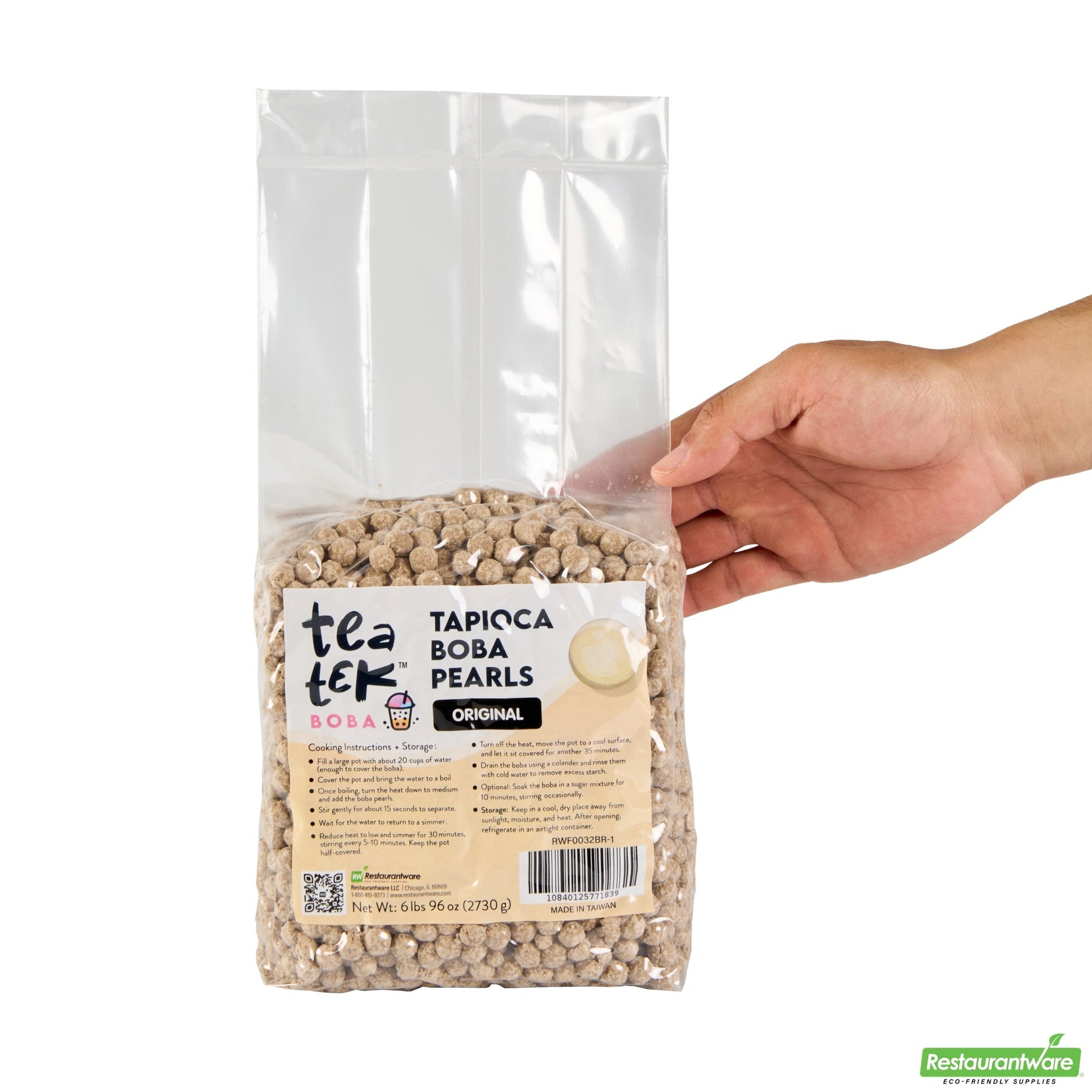 Wholesale Restaurantware Tea Tek 6 Lb Tapioca Boba Pearls - Original - 6 Count Box- Bulk