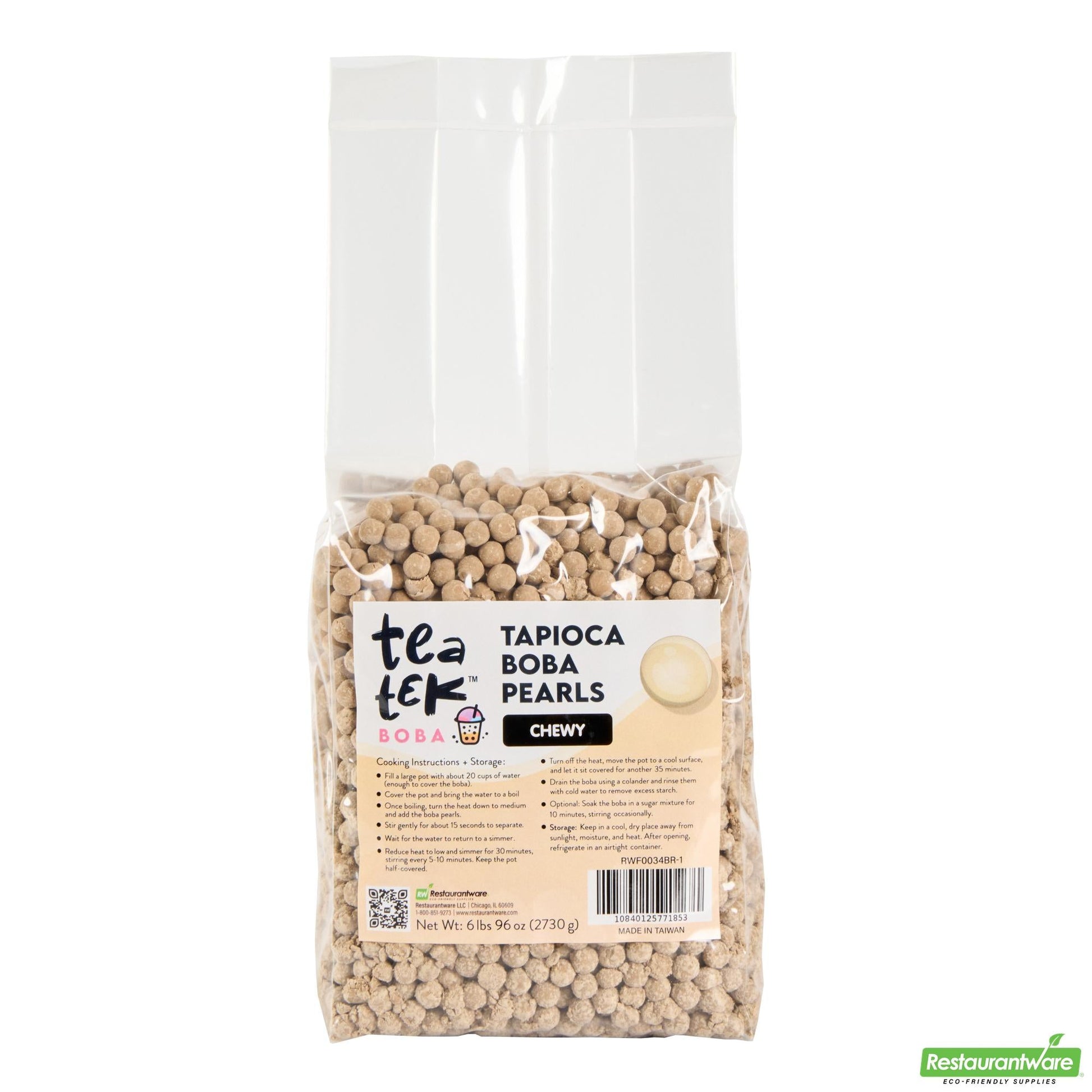Wholesale Restaurantware Tea Tek 6 Lb Tapioca Boba Pearls - Chewy - 6 Count Box- Bulk