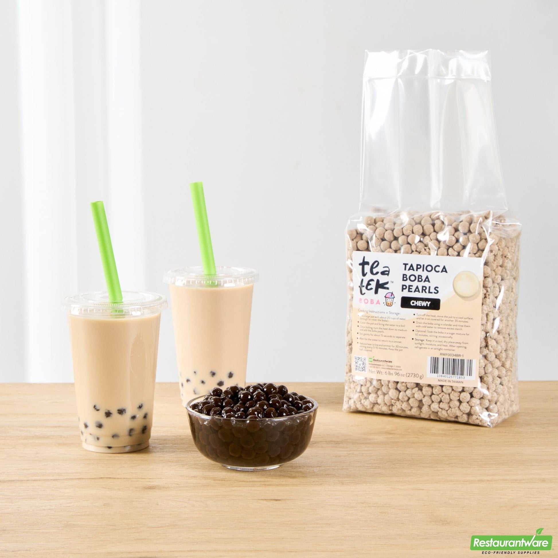 Wholesale Restaurantware Tea Tek 6 Lb Tapioca Boba Pearls - Chewy - 6 Count Box- Bulk