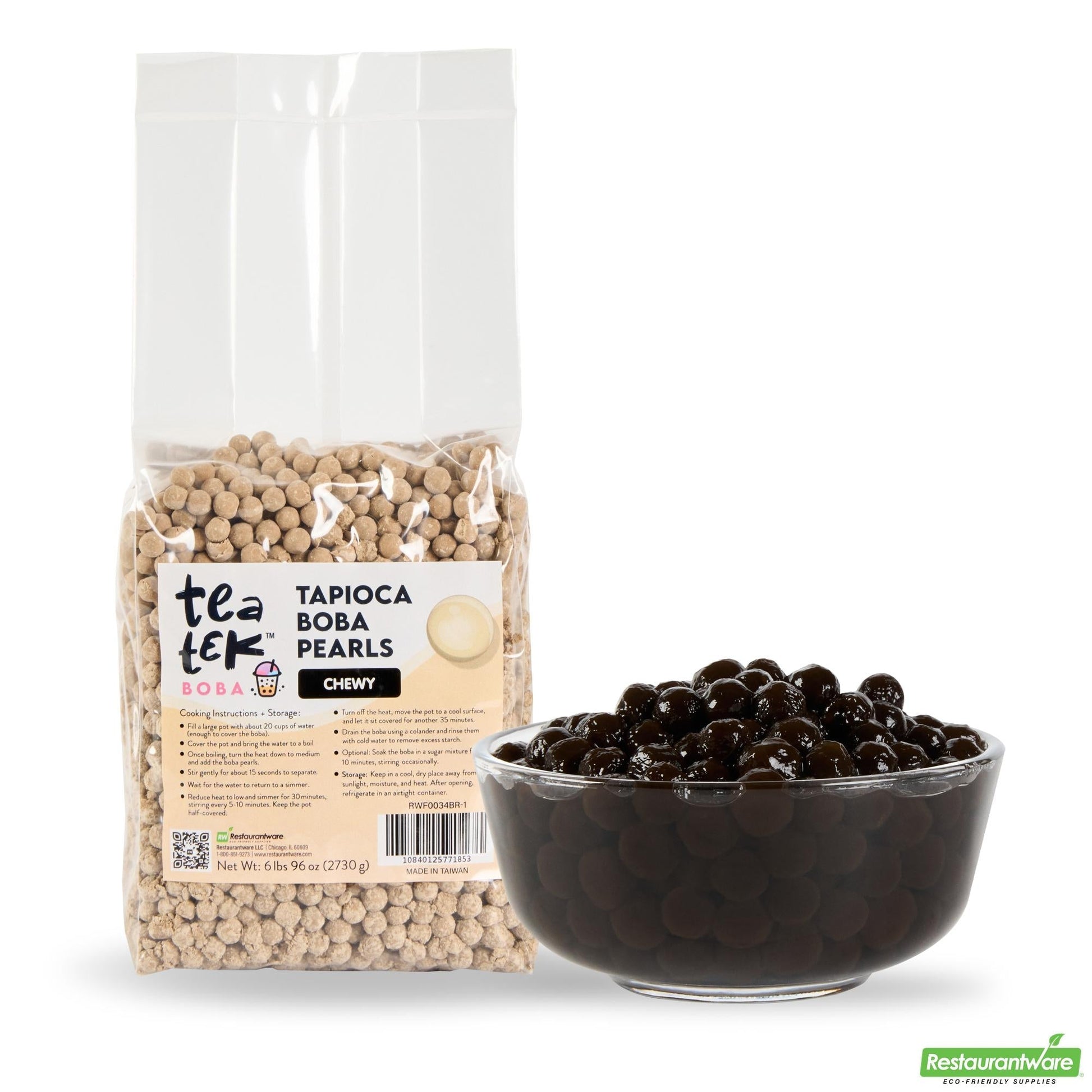 Wholesale Restaurantware Tea Tek 6 Lb Tapioca Boba Pearls - Chewy - 6 Count Box- Bulk